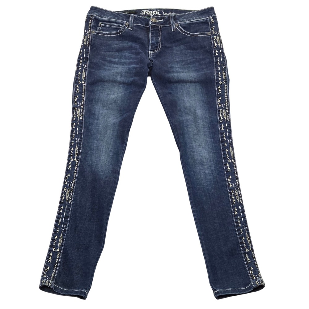 Rock 47 by‎ Wrangler Womens 27x30.5 Jeans Ultra Low Rise Embellished Denim